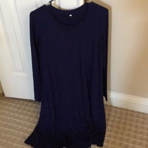 long sleeve navy dress